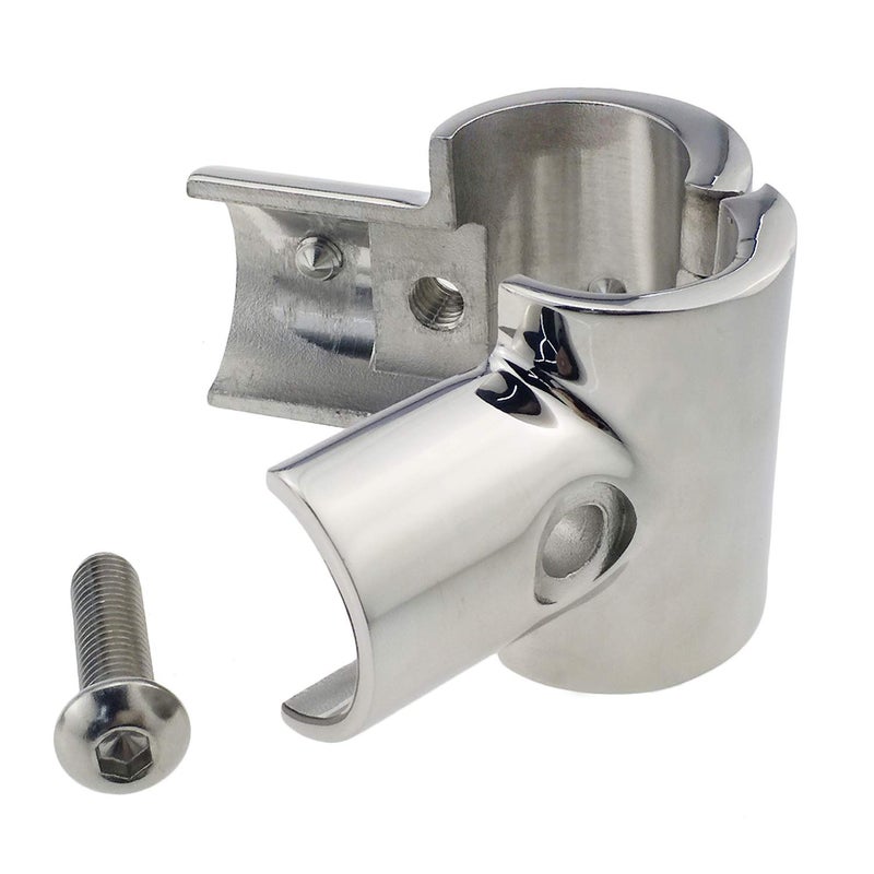 keehui Heavy Duty 316SS Boat Hand Rail Fitting- Polished 90 Degree T/Tee Hinged/Split Fitting 1" Tube - Image 1